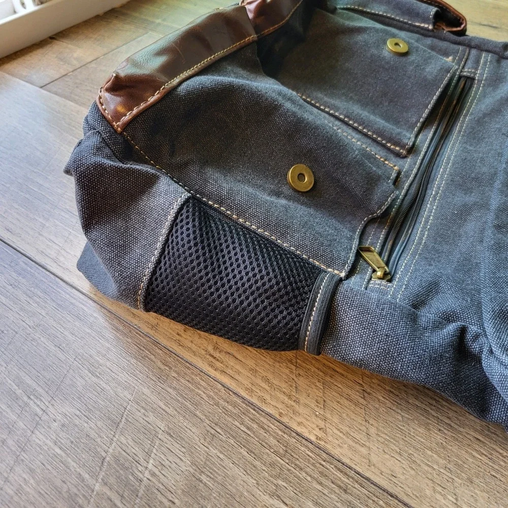 Cargoit Messenger Bag Charcoal Grey Washed Canvas Crossbody Laptop Satchel
